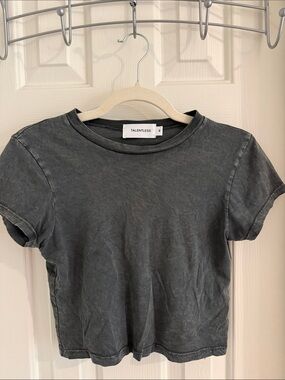 TALENTLESS Faded Black Short Sleeve Crop Tee
